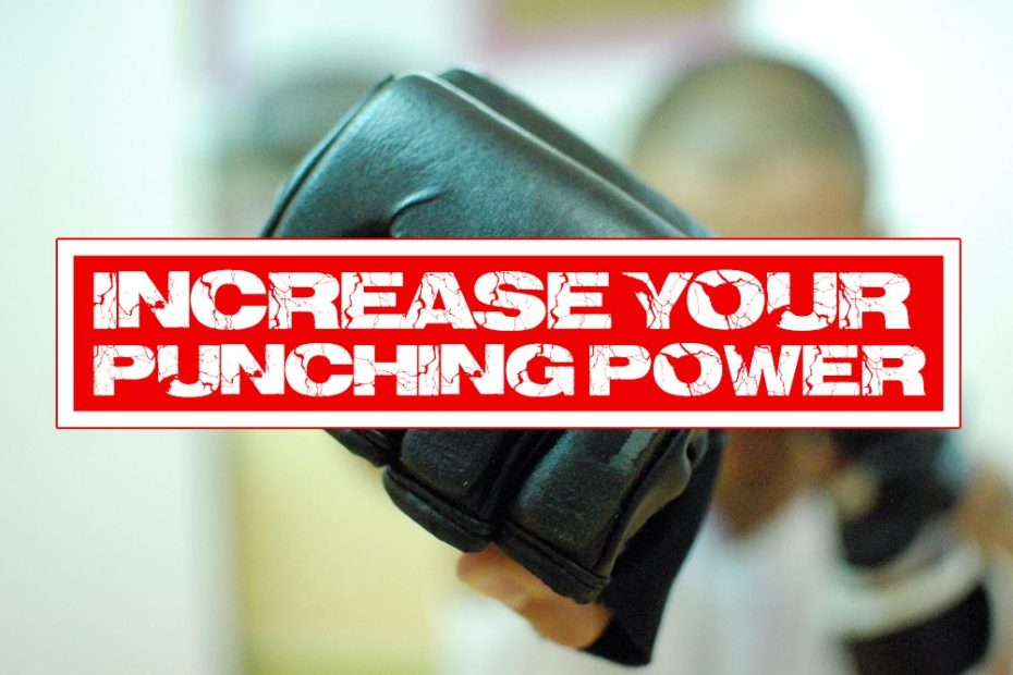 Increase in punching power shows man with MMA glove.