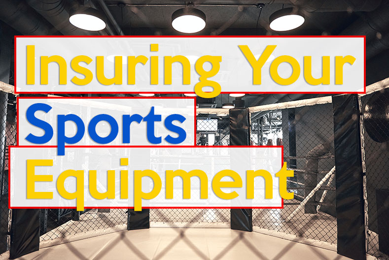 Insuring your sports equipment graphic in a gymnasium.